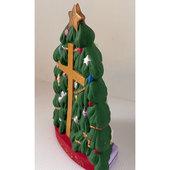 Vintage Ceramic Christmas Tree Cross Most Precious Gift 8.5” Hand Painted Jesus - Picture 4 of 12